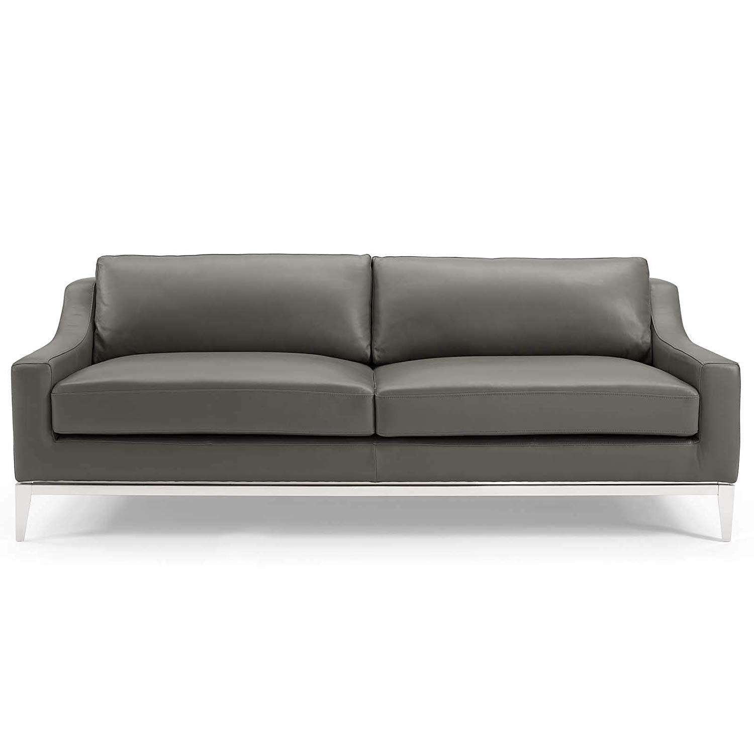 Upholstered 83.5" Stainless Steel Base Leather Sofa - living-essentials